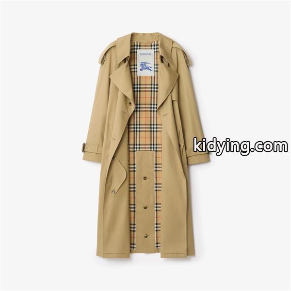 BURBERRY 激安 2025新作 レディース トレンチコート ロング丈 ダブルブレスト 定番ベージュ 裏地チェック 英国風エレガントアウター-4