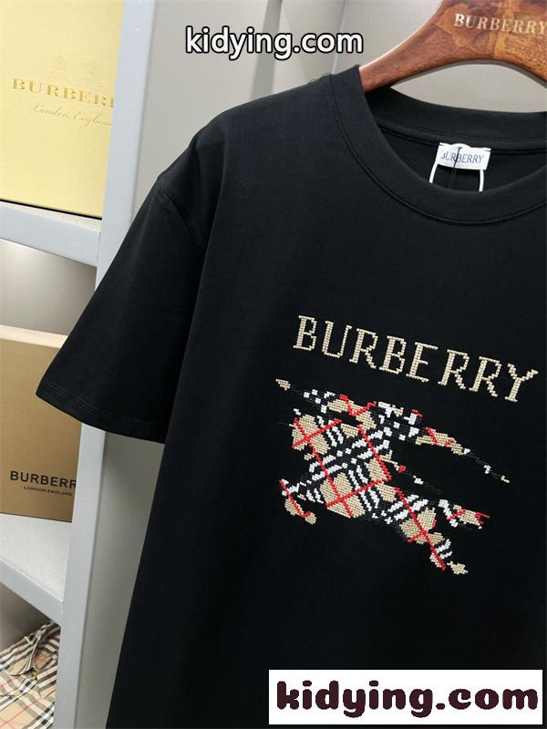ホース×チェックモザイク ビッグロゴ モダンデザイン BURBERRY バーバリー コピー 半袖Tシャツ クリーンコーデ-7