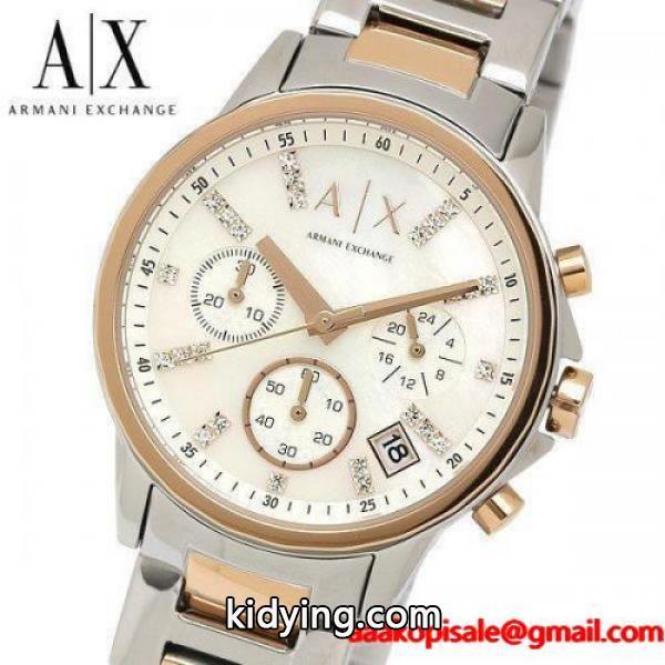 ARMANI EXCHANGE アルマーニエクスチェンジ 腕時計 レディース クロノグラフ メタル ピンクゴールド シェル文字盤 ラインストーン A|X 女性用 AX4331 :ax4331:腕時計 財布 バッグのCAMERON - 通販ショッピング-0