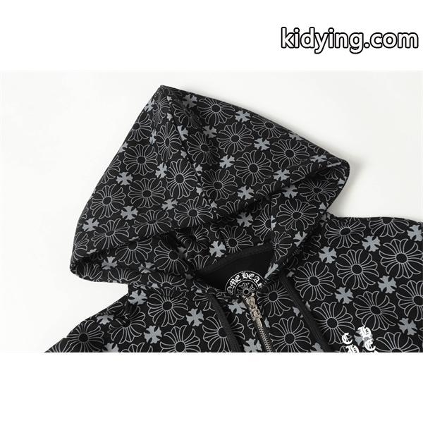 クロムハーツ コピー Chrome Hearts パーカー 話題 ホワイト × スカイブルー 星柄フルジップ 快適着心地 2025秋冬注目-4