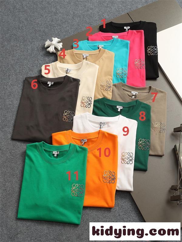 高評価話題 ブラック 刺繍 LOEWE ロエベ コピー ミニマル 上品 カジュアル 半袖Tシャツ-1