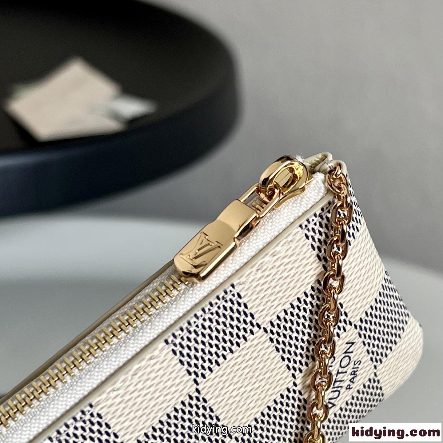 ルイヴィトン コピー バッグ ミニ財布 ホワイト系 ロゴ入り ゴールドチェーン付き 軽量 コンパクト Louis Vuitton-5