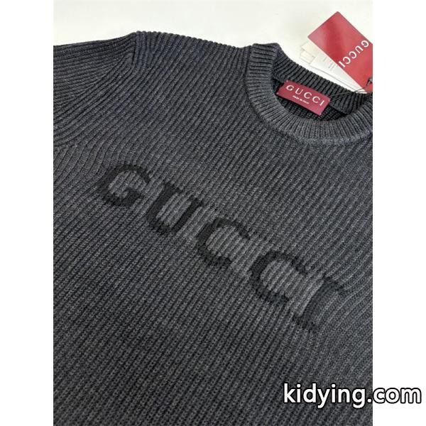 GUCCI 偽物 ロゴ入り クラシック リブ編み クルーネック ニット セーター カジュアル 長袖 グッチ-1