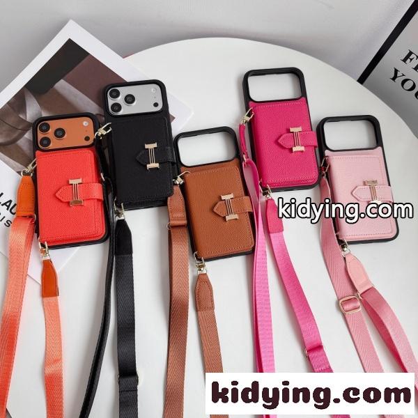 2026新作 HERMÈS 激安 エルメス スマホケース Hバックル カード収納 ショルダーストラップ付き 手帳型 携帯カバー-0