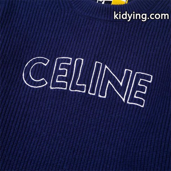 ネイビー 注目上昇 クラシック清雅 ロゴニット  セーター CELINE セリーヌ 偽物-5