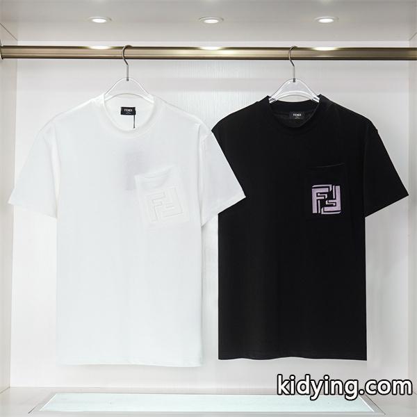 フェンディ スーパー コピーFENDI驚きの破格値大得価ラフゆったりtシャツ動きやすいデザインブラックホワイト-0