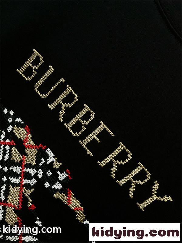 ホース×チェックモザイク ビッグロゴ モダンデザイン BURBERRY バーバリー コピー 半袖Tシャツ クリーンコーデ-5