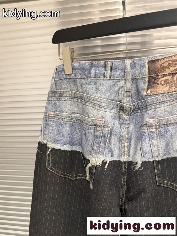 ツートーン切替 ヴィンテージ加工 ストレートシルエット Acne Studios アクネストゥディオズ コピー ワイドデニムパンツ-8