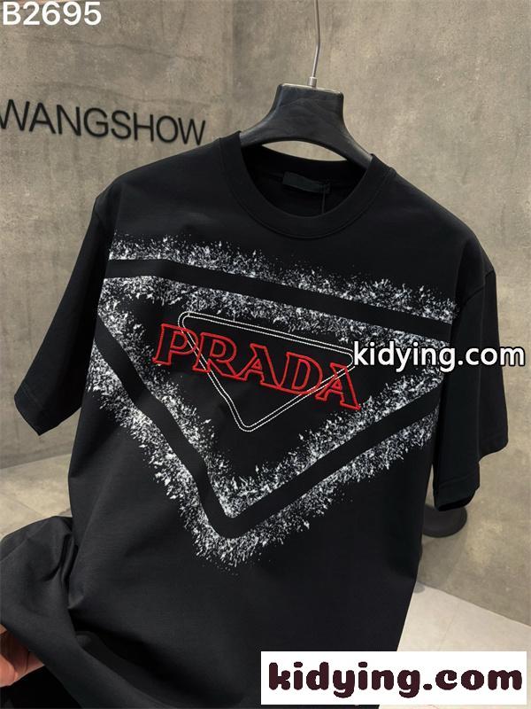 話題独占 オレンジ ホワイト ストリートモード PRADA プラダ コピー 半袖 Tシャツ-3