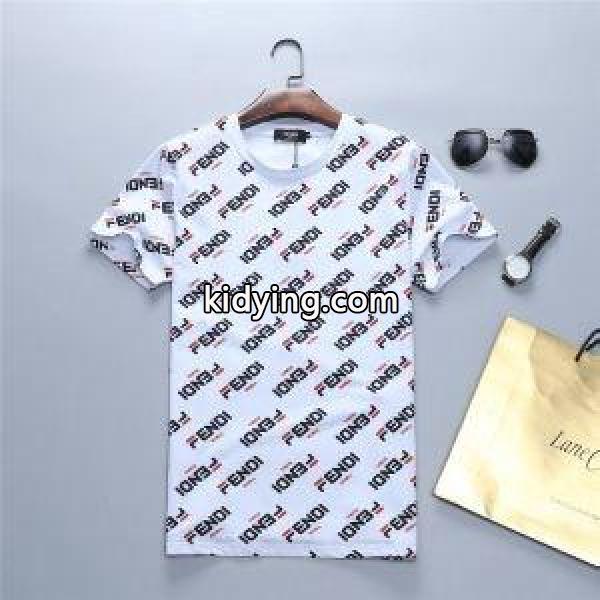 フェンディ コピーFENDI驚きの破格値セール綿素材肌触りいいTシャツ吸湿性定番アイテム男性用ブラックホワイト-1