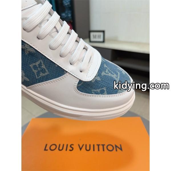 LOUIS VUITTON ルイヴィトン 激安 メンズ ハイカット スニーカー モノグラム レザー デニム コンビ 人気モデル スタイリッシュ カジュアル シューズ-6