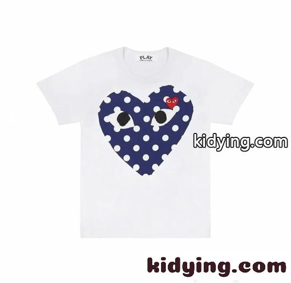 コムデギャルソン プレイ 激安 COMME des GARÇONS PLAY Tシャツ 半袖 ドットハート ビッグロゴ 個性派 グラフィック ユニセックス 快適 コットン ホワイト-3