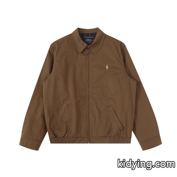 POLO Ralph Lauren コピー 激安 ラルフローレン 哈林顿ジャケット メンズ レディース兼用 ブラウン 綿100% 刺繍ロゴ RL12168 カジュアル アウター 易梦玲同款-1