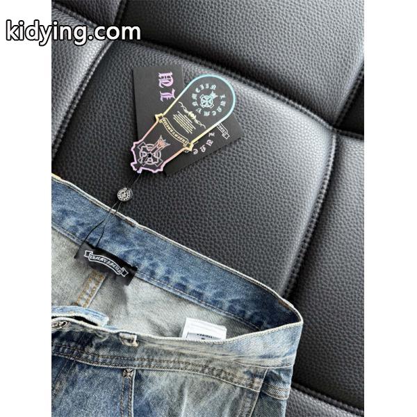 Chrome Hearts クロムハーツ 新作 グレー クロス刺繍デザイン コピー デニムパンツ 洗練-5
