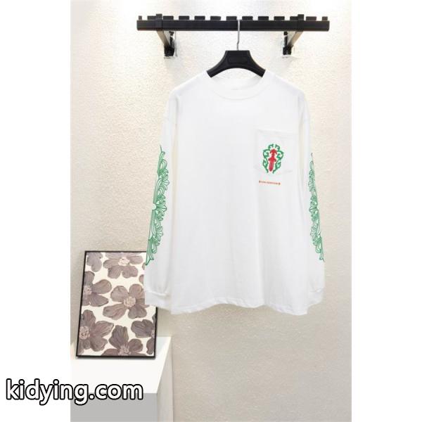 CHROME HEARTS 偽物 トレンド感 溢れる カジュアルモダン 長袖Tシャツ カラーロゴアクセント クロムハーツ-3