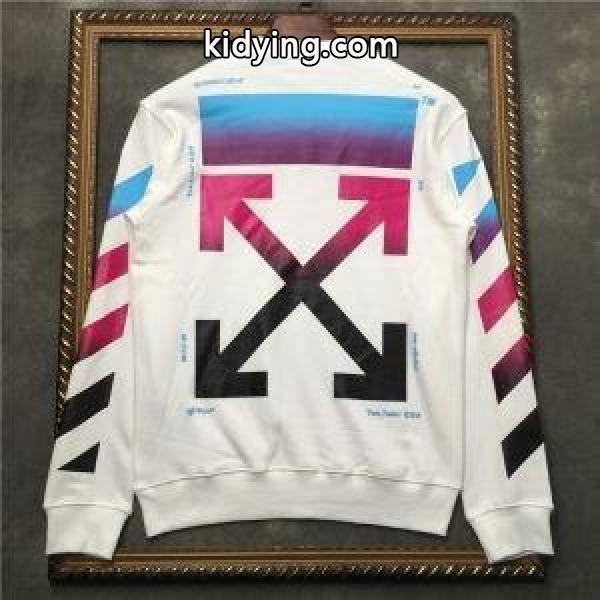 新作Off-White Diagonal Gradientジップパーカーオフホワイトプルオーバーパーカーブラック、ホワイト-0