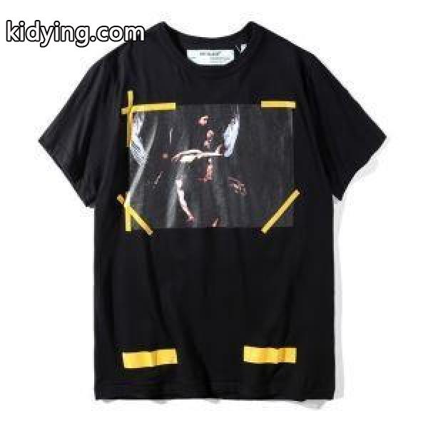 HOT人気セールOff-Whiteオフホワイト激安 男女兼用Tシャツ 半袖シャツ プリント ブラック-0