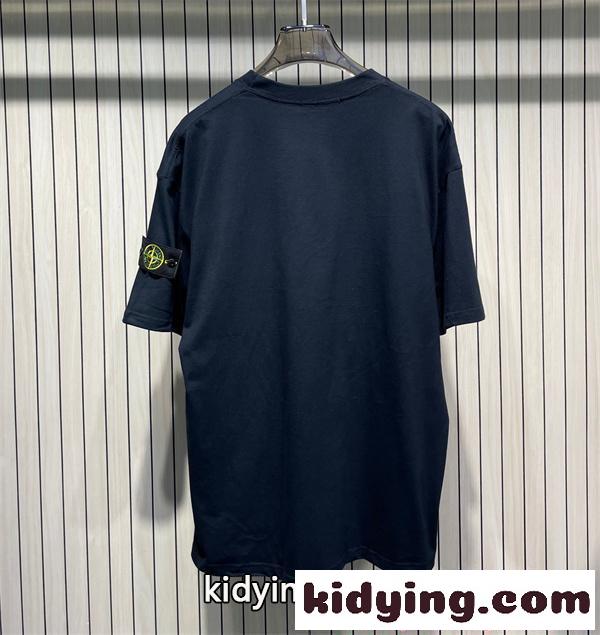 STONE ISLAND コピー 限定 シンプル ストーンアイランド Tシャツ ネイビー ワンポイントワッペン 半袖-2