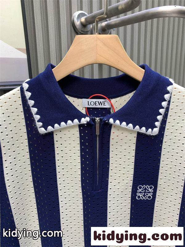 プレミアム LOEWE ロエベ コピー ニットポロシャツ ストライプ ハーフジップ 上品-2