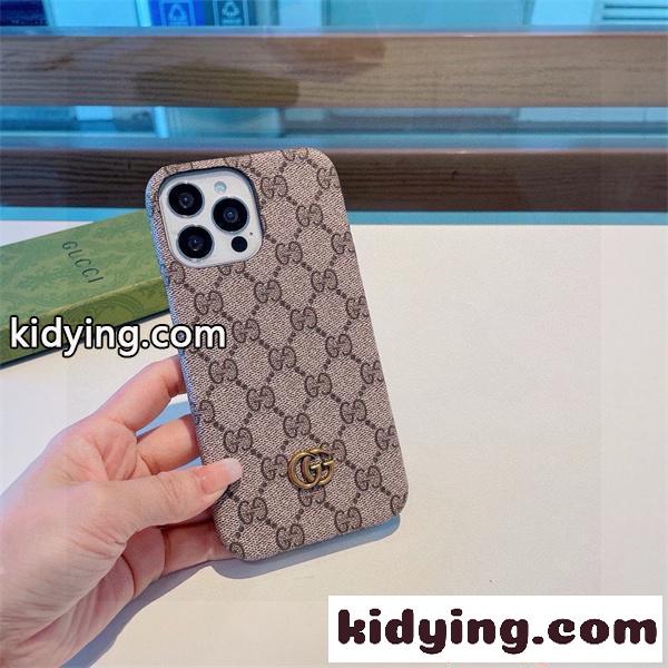 IPHONE17グッチ激安クラシックGGパターンベージュ上品デザイン高級質感耐久保護レンズガードスマホケース-0