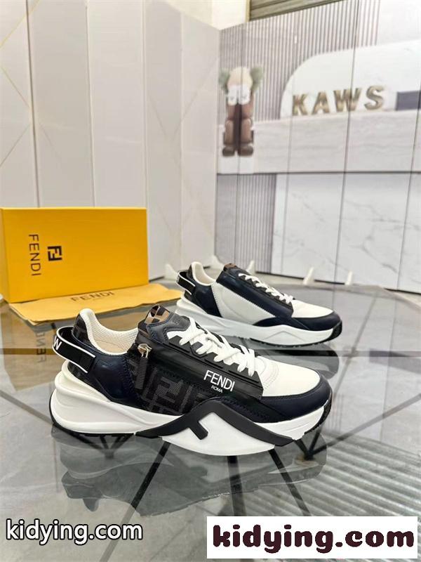 厚底ソール トレンド感 FENDI フェンディ スーパーコピー スニーカー マルチカラー レザー コンビ-3