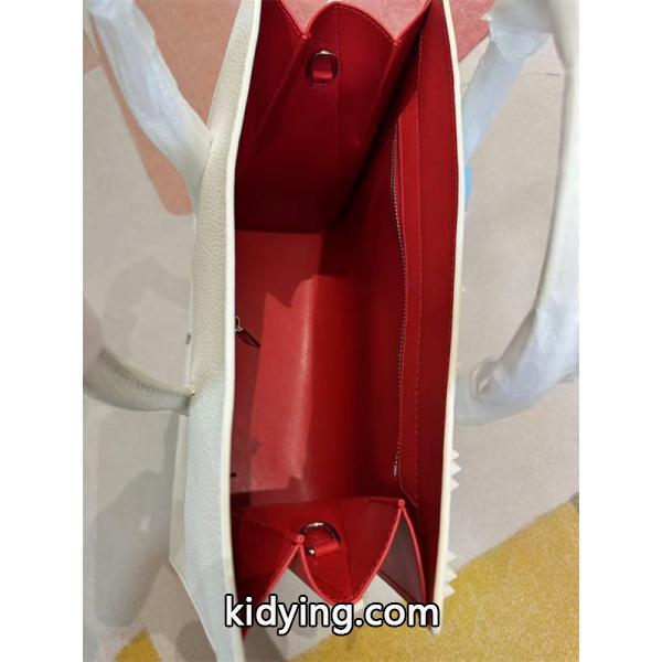クリスチャンルブタン Christian Louboutin 激安 ホワイト スタッズ ハンドバッグ トート型 レザー チェーン付き-3