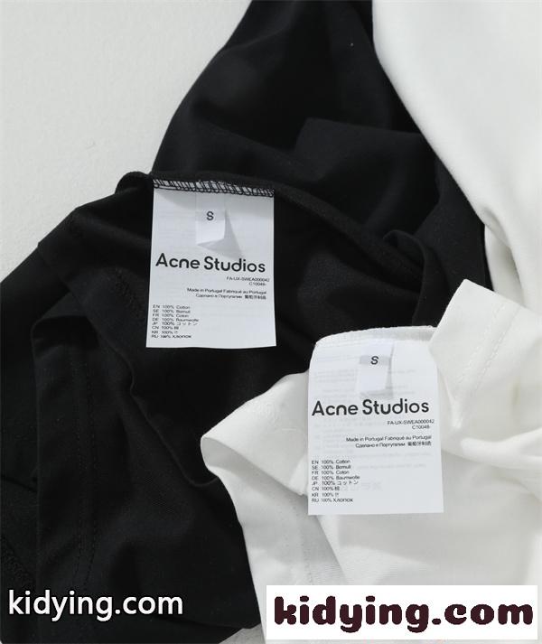 アクネストゥディオズ コピー プリントTシャツ Acne ブラック ホワイト 半袖 ストリート ペアコーデ-8
