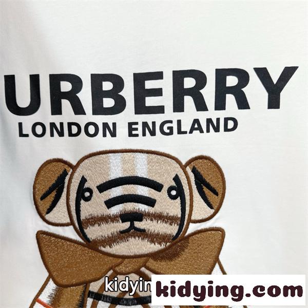ホワイト ブラック バーバリー コピー Tシャツ 熊モチーフ プリント 大型ロゴ 日常 カジュアル モード感 Burberry-8