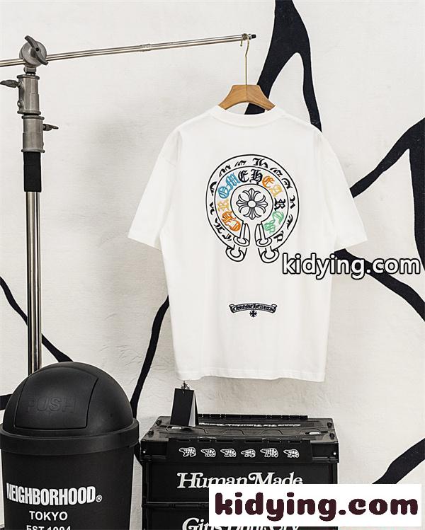 激安 半袖トップス レザークロス クロムハーツ コピー Chrome Hearts 切替Tシャツ バックロゴ ビッグシルエット 快適コットン カジュアル ストリート 韓国風 男女兼用 おしゃれ-8