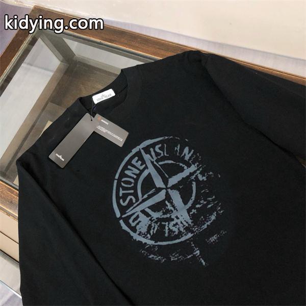 ストーンアイランド 長袖tシャツコピー 上質 ヴィンテージロゴ 人気 ブラック STONE ISLAND-2