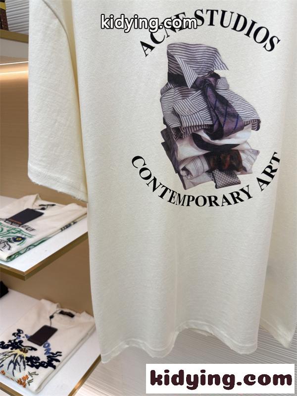 好評発売 ブラウン 立体ロゴ ゆったり カジュアル ACNE STUDIOS アクネ ストゥディオズ コピー 半袖Tシャツ-6