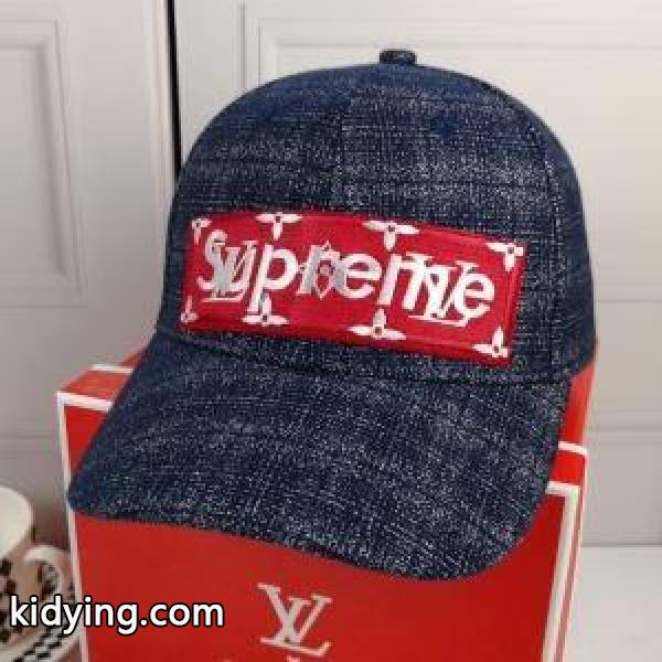 爆買い新作2018SUPREMEシュプリームキャップ激安　ベースボールキャップ帽子　ルイヴィトンＸシュプリーム激安　ブラック　ネイビー-0