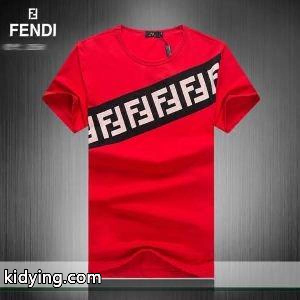 送料込!!&FENDI FFロゴ&モノグラム プリント Tシャツ37971822フェンディ コピー耐久性お洒落レッドホワイトブラック-1