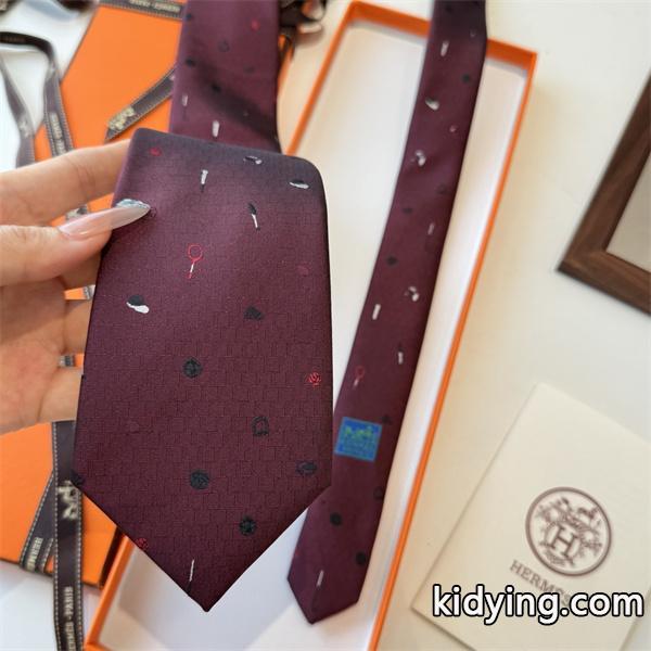 エルメスHermes激安メンズネクタイドット総柄シルクジャカード手工仕立て上品配色ビジネス対応-4