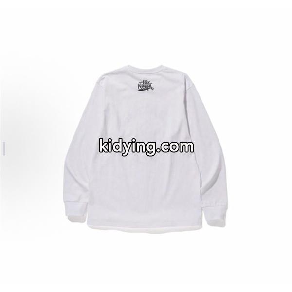 BAPE スーパーコピー 秋冬ストリートクール 定番 ホワイト メガネ猿人 ロゴ 長袖 T シャツ ベイプ-2
