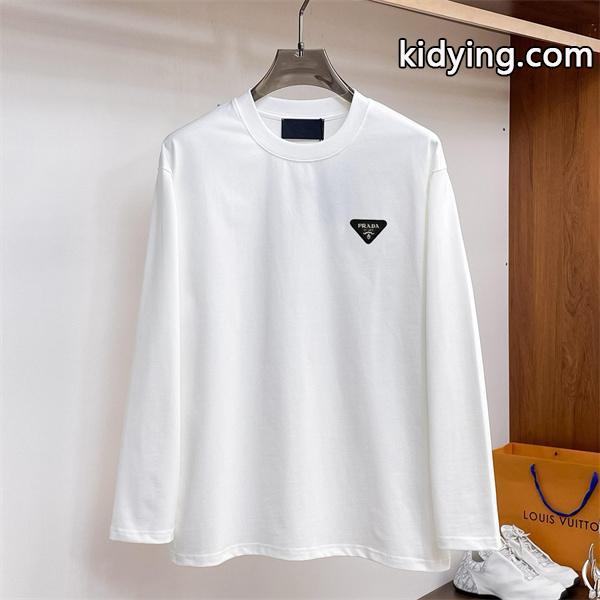 PRADA 偽物 長袖Tシャツ レッドロゴ 限定風 スタイリッシュ 着心地抜群 売れ筋 プラダ-1