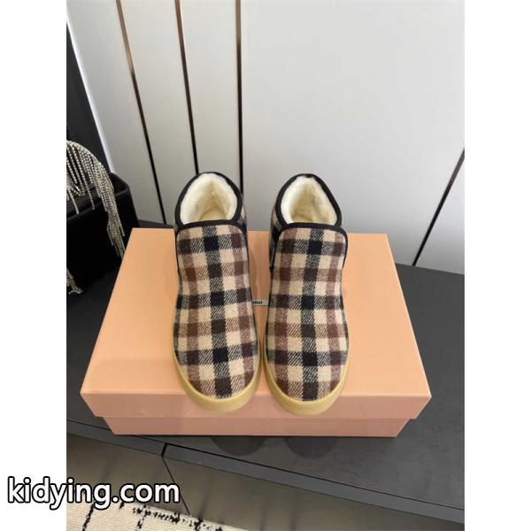Miu Miu ミュウミュウ コピー 激安 秋冬新作 羊毛 Snow Boots レディース 防寒 スエード ショート丈 雪地靴 ふわふわ裏毛-1