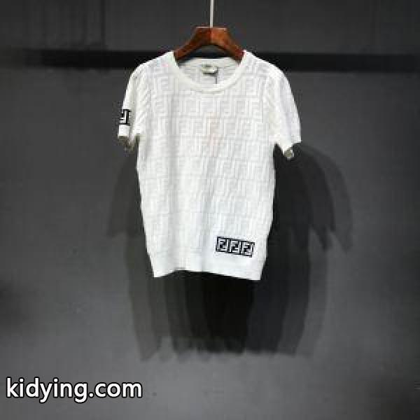新作入荷セール柔らかい伸縮性超クールデザインｔシャツメンズ用fendi 激安ストレッチブラックホワイトカーキ-1
