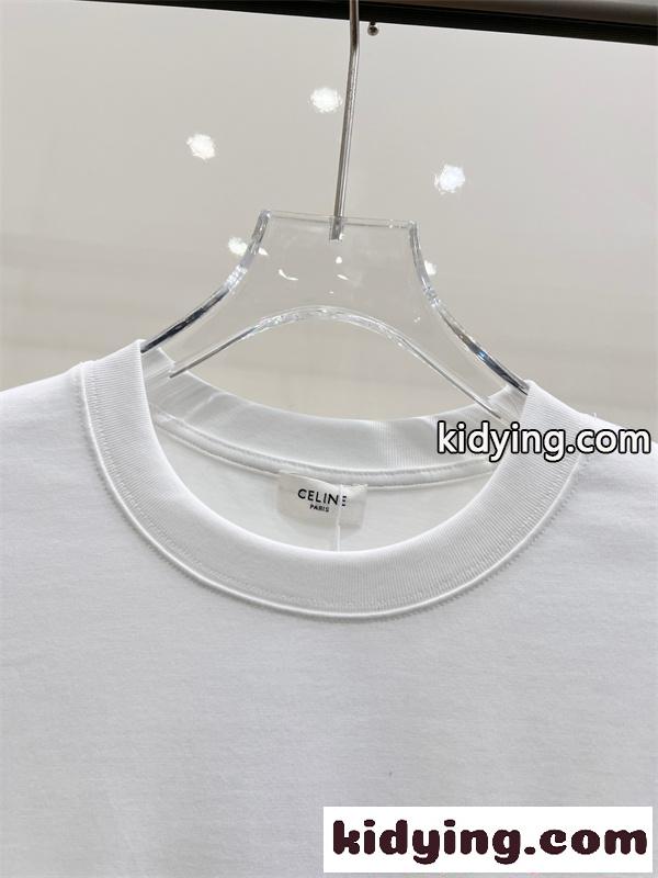 新着 ホワイト ロゴプリント CELINE セリーヌ コピー シンプル 軽やか 半袖Tシャツ-2