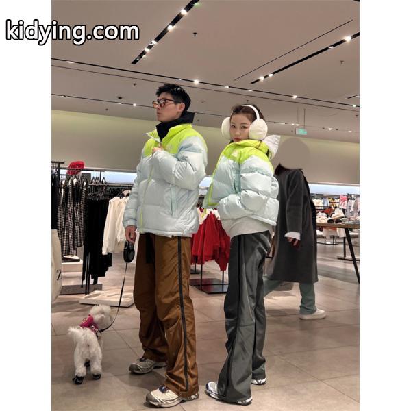 The North Face スーパーコピー 蛍光グリーン拼色ダウンジャケット カップル風 2025秋冬彩り ザノースフェイス-2