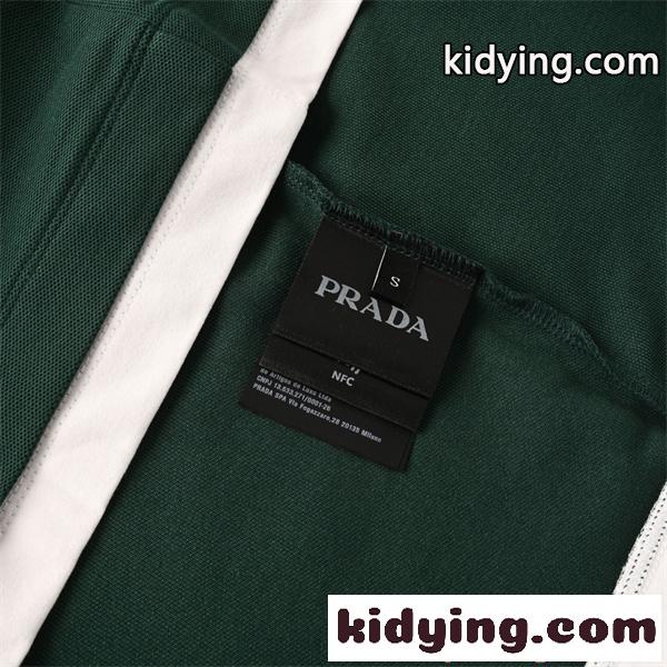 長袖ポロシャツ 重ね着風 プラダ コピー レイヤード仕様 上品 ストレッチ素材 PRADA-7
