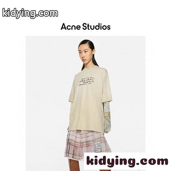 ACNE STUDIOS アクネ ストゥディオズ スーパーコピー スクリプトロゴ Tシャツ 半袖 ホワイト ブラック コットン-0