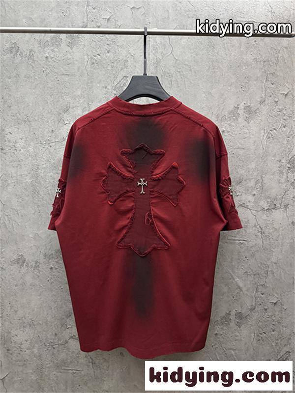 グリーン 半袖Tシャツ Chrome Hearts クロムハーツ コピー ネックゴシックロゴ ウォッシュグラデーション クロスワッペン風 ゆったりシルエット-6