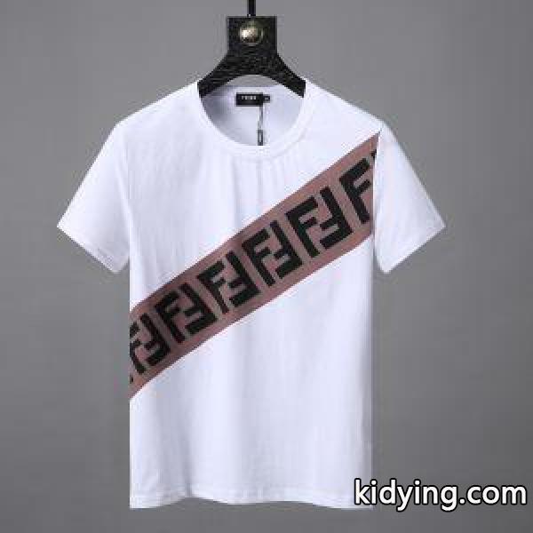 超激得100%新品FENDI毎年定番爽やかさオールシーズン着要可能Tシャツブラックホワイトフェンディ スーパー コピー-1