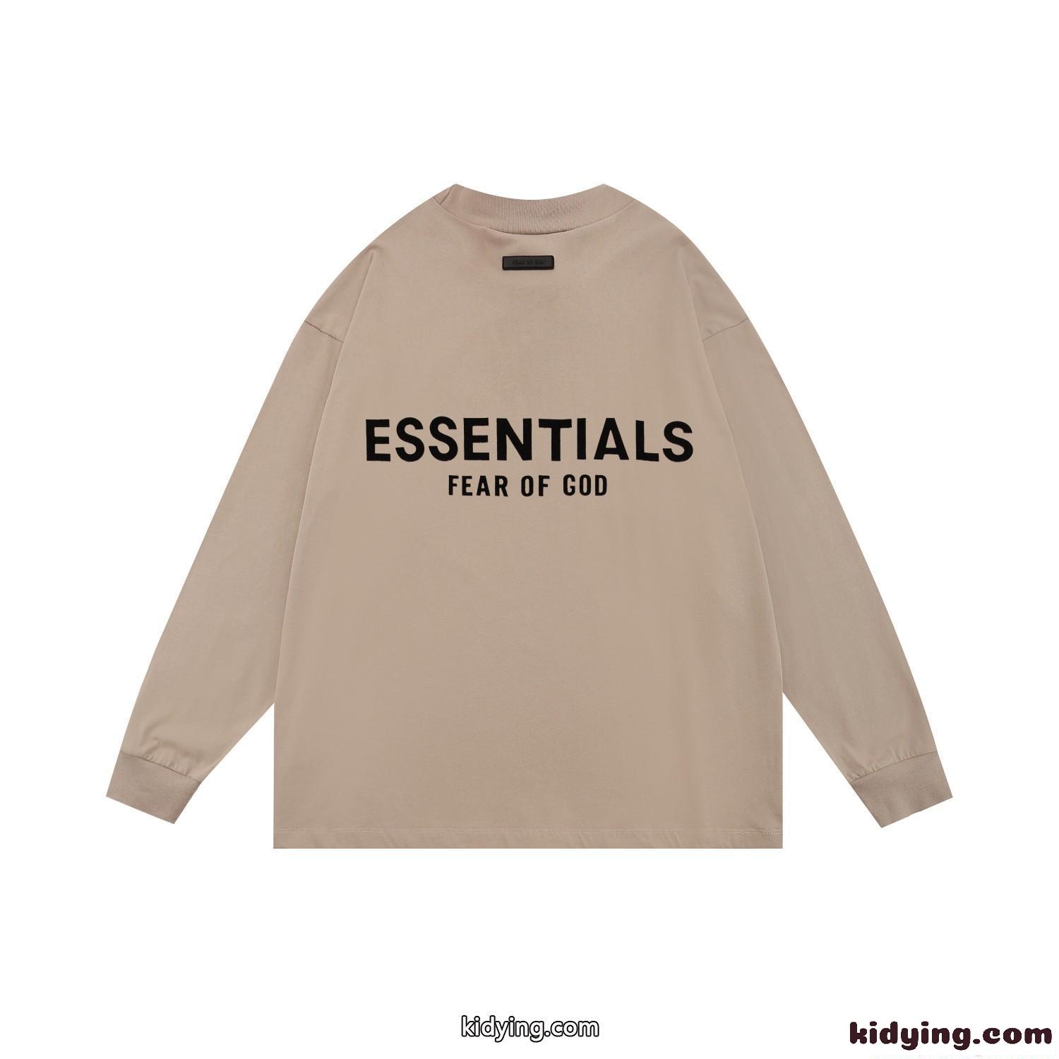 オーバーサイズ 刺繍 長袖Tシャツ ESSENTIALS ホワイト プリント ストリート ミニマル エッセンシャルズ コピー-1