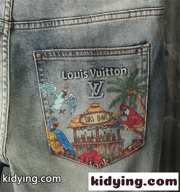 アート刺繍デニムパンツ ライトカラー 着回し対応 LOUIS VUITTON ルイヴィトン コピー デニムパンツ 再入荷おすすめ-9