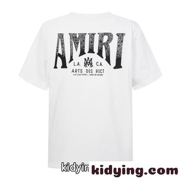 AMIRI アミリ 2026新作 ラインストーン ロゴプリント 半袖Tシャツ コットン クルーネック オーバーサイズ 人気-3