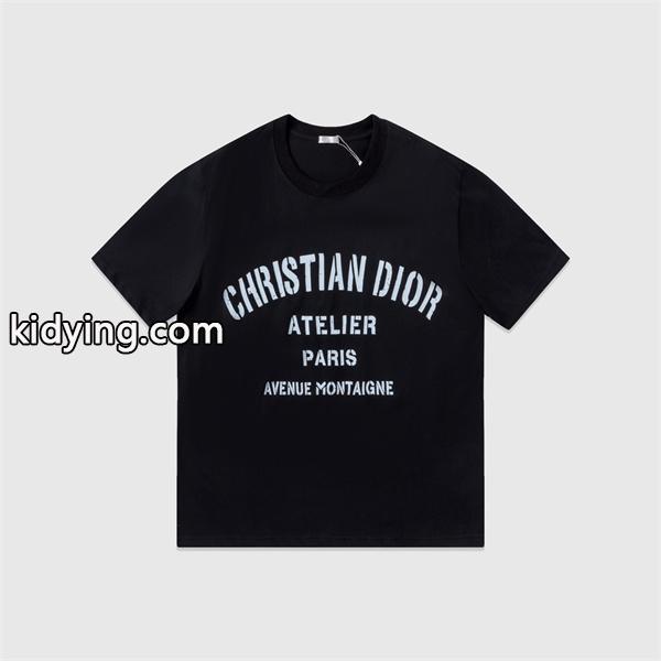 大人気のDIORシリーズ合わせやすいホワイトとくすみブラック半袖ｔシャツ偽物-0