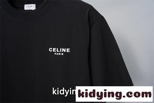 半袖 ロゴプリント CELINE クルーネック ブラック ホワイト メンズ レディース ユニセックス カジュアル 春夏 人気 セリーヌ コピー Tシャツ-5