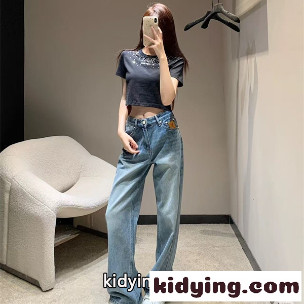 ルイヴィトン コピー激安 デニムパンツ レディース ハイウエスト ストレート ワイドシルエット 美脚 脚長効果 カジュアル 上品 Louis Vuitton-0